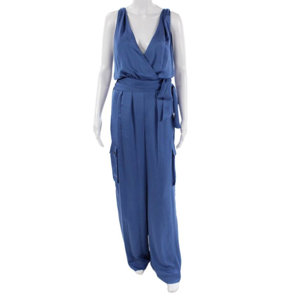 Ramy Brook Women Jumpsuit Blue V Neck Sleeveless 100% Polyester Size XS